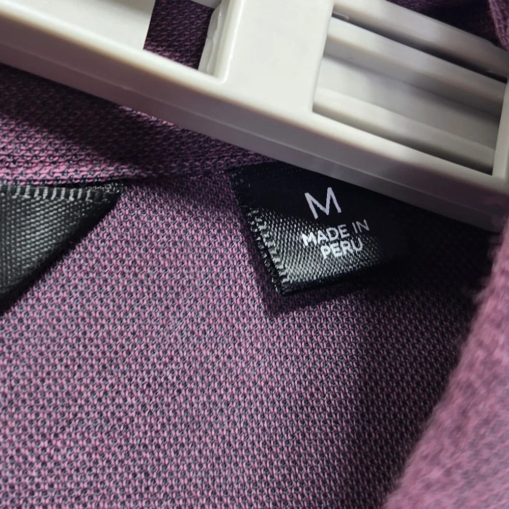 Travis Mathew Polo Shirt Burgundy Striped Pinehurst Golf Short Sleeve Mens Sz M